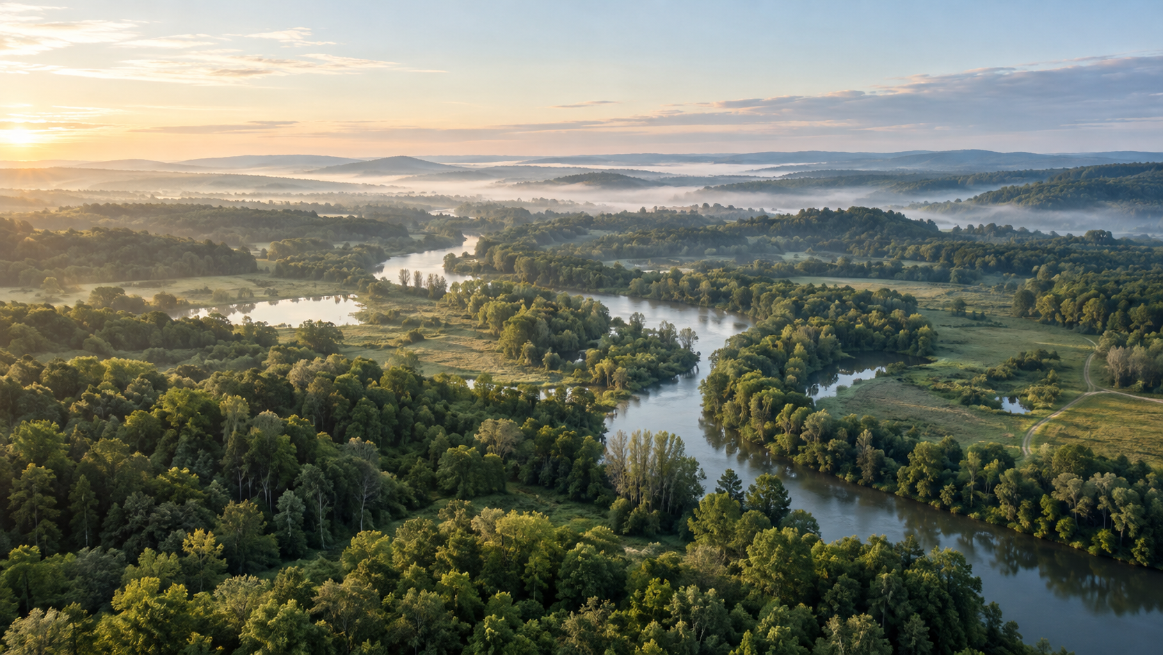 Vue aérienne d’une rivière traversant une forêt
